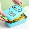 Lonchera de Acero Inoxidable de Dibujos Animados para Niños, Lonchera Bento Linda y Divertida con Cierre y Diseño a Prueba de Fugas, Lonchera Dividida para Estudiantes, Viene con Utensilios