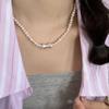 Collar de perlas de mariposa junto al mar, accesorios para mujer, otoño e invierno, lazo de plata de ley s925, dulce, elegante, de lujo, ligero y de clavícula.