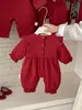 Roupas de Bebê, Roupas de Primavera, Macacão Completo para Menina Recém-Nascida, Macacão Estilo Chinês Vermelho para Lua de Mel e Cem Dias, Roupa de Um Ano
