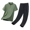 Conjunto de Três Peças Respirável de Seda Gelada Polo de Manga Curta Camiseta de Verão Novo Casual Esportivo para Jovens Homens