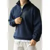 Sudadera de Algodón con Capa de Aire de Doble Cara, Media Cremallera, Manga Larga para Hombre, Nueva de Otoño 2026, Cuello Solapa, Camiseta, Ropa Exterior Deportiva Holgada