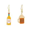 Pendientes de Fiesta de Botella de Cerveza Transfronterizos Europeos y Americanos Oktoberfest Carnaval Pendientes Colgantes Creativos de Aleación con Goteo de Aceite de Botella de Cerveza