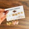 Mu Shang AliExpress Nuevo Set de Aretes Metálicos para Mujer Europeo y Americano Retro Geométrico Combinación de Aretes de Mariposa Set de 6 Piezas