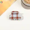 Pinza para el pelo de acrílico a cuadros azul y marrón, Pinza de tiburón simple para coleta alta, Pasador para mujer, Accesorio para el pelo para la parte trasera de la cabeza