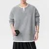 Sudadera de hombre con cuello en V, imitación de dos piezas, nuevo estilo primavera/otoño, patrón texturizado de moda americana, estilo old money, chaqueta de hombre de patchwork