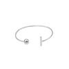 Pulsera de Cuentas Geométricas de Plata Esterlina S925 Estilo Chic Trendy para Mujer Pulsera de Línea Cuadrada Joyería para Estudiante S925