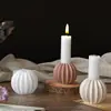 Molde de Silicona para Base de Vela de Yeso para Aromaterapia, Adorno, Portavelas Redondo Rayado en Forma de Abanico DIY