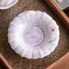 Soporte para ollas de lirio morado tallado pintado a mano Bandeja de té cerámica retro china Tapa de tetera Soporte para tazón Bandeja de té Accesorios para juego de té