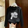 Nueva Camiseta de Manga Larga de Algodón Puro Estilo Dibujos Animados para Niñas Primavera y Otoño Ropa Infantil Linda Holgada Versátil Informal Camiseta Básica