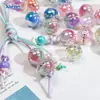 Cuentas Redondas de Color UV Incrustadas con Circonita Luminosa Cuentas Sueltas Cuentas Espaciadoras Bolsa Colgante Cadena para Teléfono Móvil Pulsera Accesorios para Joyería DIY