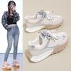 Nuevos Zapatos de Mujer con Suela Gruesa Primavera y Verano 2025 Moda Coreana Versátiles Casuales Deportivos Nuevos para Mujer Punta Redonda Combinación de Colores
