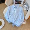Bufanda de Encaje Corbata Camisa para Mujer Vestido de Primavera 2025 Nuevo Estilo Coreano Chic Artístico Dulce Versátil Camisa de Manga Larga