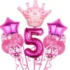 Set de Globos Digitales de Corona Transfronterizos en Varias Formas para Decoración Temática de Fiesta de Primer Cumpleaños Infantil Globos de Papel de Aluminio