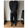 Jeans Patchwork Design de Bolinhas Americanas com Borda Rasgada Perna Reta para Homens e Mulheres Soltos High Street Perna Reta Emagrecedor Versátil Calça Longa