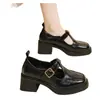 2026 Nuevos Zapatos Mary Jane de Tacón Grueso Cuadrados Huecos con Suela Gruesa Estilo Francés para Mujer Primavera/Verano Zapatos Negros Británicos de Tacón Alto que Aumentan la Altura