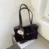 Bolso de Hombro para Mujer Estilo Coreano de Nicho Estampado de Leopardo Escarchado Nuevo Otoño/Invierno Gran Capacidad Hebilla de Cuero Retro