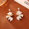 Pendientes Franceses Retro Asimétricos de Doble Capa con Forma de Hoja, de Alta Gama, Modernos, Elegantes y Frescos, Pendientes Sencillos de Hada