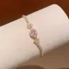 Pulseira Oval de Zircônia Europeia e Americana Transfronteiriça, Estilo Coreano Ins Doce Moda Pulseira, Luxo Leve, High-End, Joia de Mão Versátil para Mulheres