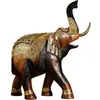 Par de Esculturas de Elefante em Madeira Maciça Yi Li Tai Guo Decorações Estilo Tailandês para Sala de Estar, Hall de Entrada, Armário de Vinho Presentes de Inauguração