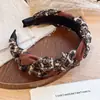 Diadema de Punto Retorcido para Otoño e Invierno con Bordes Anchos y Corona Alta, Accesorio para el Cabello de Diadema de Gama Alta Retro Francés Color Café Melado