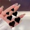 Nuevos Pendientes Largos con Forma de Corazón de Melocotón Negro Pintura al Óleo Estilo Coreano Pendientes Retro de Corazón con Goteo de Aceite Aguja de Plata 925 Pendientes para Mujer