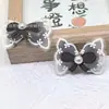 4CM Nuevo Tejido Bordado Perla Lazo Goma para el Cabello Dulce Versátil Par Banda de Cuero Accesorios para Niñas Lazo