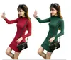 2026 Adelgazante Otoño/Invierno Nuevo Jersey de Cuello Medio Alto Engrosado de Longitud Media Estilo Coreano Ajuste Delgado Bodycon Vestido de Punto
