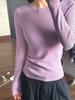 Malhas Tricô com Tops Macios e Textura Cera de Manga Longa 2025 Novas Camisas Básicas para Mulheres Primavera e Outono Tops Slim para Mulheres