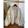 Jaqueta de baseball única e estilosa com design Maillard, casaco casual com capuz para trabalho para mulheres, jaqueta trench coat de primavera e outono, moderna