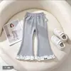 Nuevos pantalones de encaje de moda para primavera y otoño para niñas, estilo coreano, simples y versátiles, perfectos para usar como prenda exterior