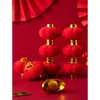 Plantas Verdes Decorativas Festivas Pequeños Faroles Rojos Adornos Colgantes 2025 Nuevo Arreglo para Boda Inauguración Casa Mini Árboles con Terciopelo Colgantes