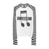 Marca de moda 25AW* Rayas de notas musicales oscuras y claras de nicho, manga raglán, corte ajustado, tacto de alta gama, camiseta de manga larga para hombre y mujer