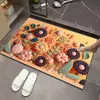 Alfombrilla de suelo de tierra de diatomeas estilo nórdico en tonos cálidos con diseño floral de corte de papel, alfombrilla de entrada para baño, antideslizante, absorbente de agua, resistente a la suciedad