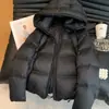 Casaco de algodão da moda estilo coreano para outono e inverno, com capuz, estilo europeu, curto, tipo puff de nuvem, feminino