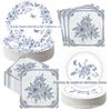 Prato de papel descartável de porcelana azul e branca, copo de papel, conjunto de lenços de papel, decoração de festa de aniversário, prato de papel