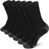 Meias atléticas masculinas de algodão na altura da panturrilha, calcanhar reforçado, duráveis, respiráveis, absorventes de suor, meias longas casuais, disponíveis em um conjunto de três cores: preto, branco e cinza