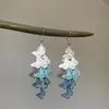 Pendientes Vintage de Mariposa con Gradiente Azul Hielo Estilo Coreano Pendientes Artísticos y Hermosos Clavos para Orejas Accesorios para Orejas