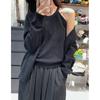 Colete de cor sólida de estilingue suave de alta qualidade para mulheres outono mangas compridas com decote em V cardigan de malha roupas externas camisola feminina conjunto de duas peças