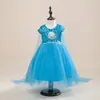 Vestido Frozen 2022 Vestido Princesa Elsa Verão Lantejoula Manga Curta Novo Vestido de Performance para Meninas Vestido de Princesa