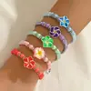 Pulseira de Flor de Argila Polimérica Europeia e Americana Transfronteiriça Mais Vendida Pulseira Tecida à Mão Fashion Simples Exportação Joia de Mão Ajustável