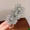 Nuevo Accesorio para el Cabello con Flor de Seda en la Parte Superior, Pasador Estilo Coreano para la Parte Trasera de la Cabeza, Accesorio para el Cabello con Pinza de Resorte, Pasador de Presión para el Cabello para Mujeres, Versión Coreana
