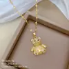 [Acero de Titanio] Oso Tridimensional de Diamantes Completos Temperamento de Lujo Ligero Magnífico Collar de Diamantes Completos Cadena Clavicular Versátil para Mujer Cadena de Acero de Titanio