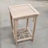 Armário de Chá de Olmo Velho Moldura Branca Escritório em Casa Varanda Mesa de Chá Pequena Mesa de Café Corpo Branco Não Pintado Balde Inferior de Água para Preparo de Chá