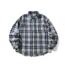 Camisa de Manga Larga a Cuadros para Hombre, Otoño, Holgada, Streetwear, para Viajar, Deportiva, Estilo Japonés Minimalista Retro Académico