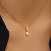 Amazon Moda Transfronteriza Simple Colgante de Zirconia en Forma de Gota Agrupada Collar de Acero Inoxidable Joyería de Regalo de Nicho para Mujeres