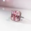 Anillo de Diamante Raydion de 5 Quilates Diamante Rosa Plata de Ley S925 Chapado en Oro Conjunto Grupal con Anillo de Diamante Simulado Anillo de Boda Compromiso