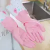 Luvas de Látex com Forro de Fleece e Espessura Aumentada para Uso Doméstico, Comprimento Estendido para Lavar Louça, Luvas de Borracha Duráveis para Cozinha e Lavanderia, Luvas Plásticas de Manga Longa