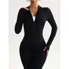 Jaqueta Esportiva de Corrida Yoga Slim Fit Manga Longa com Zíper Absorvente de Suor Europeia e Americana Fitness para Mulheres Roupa de Yoga Curta