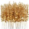 Flor Artificial Única de Eucalipto Aveludado Flor Artificial Dourada Prateada Branca Preta Pendurada Verde Gelo Planta Arranjo de Flores Decorativo
