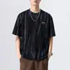 2025 Verano Nuevo Diseño de Marca Americana de Moda Camiseta de Manga Corta para Hombre Holgada Talla Grande Versátil Casual Camiseta de Media Manga